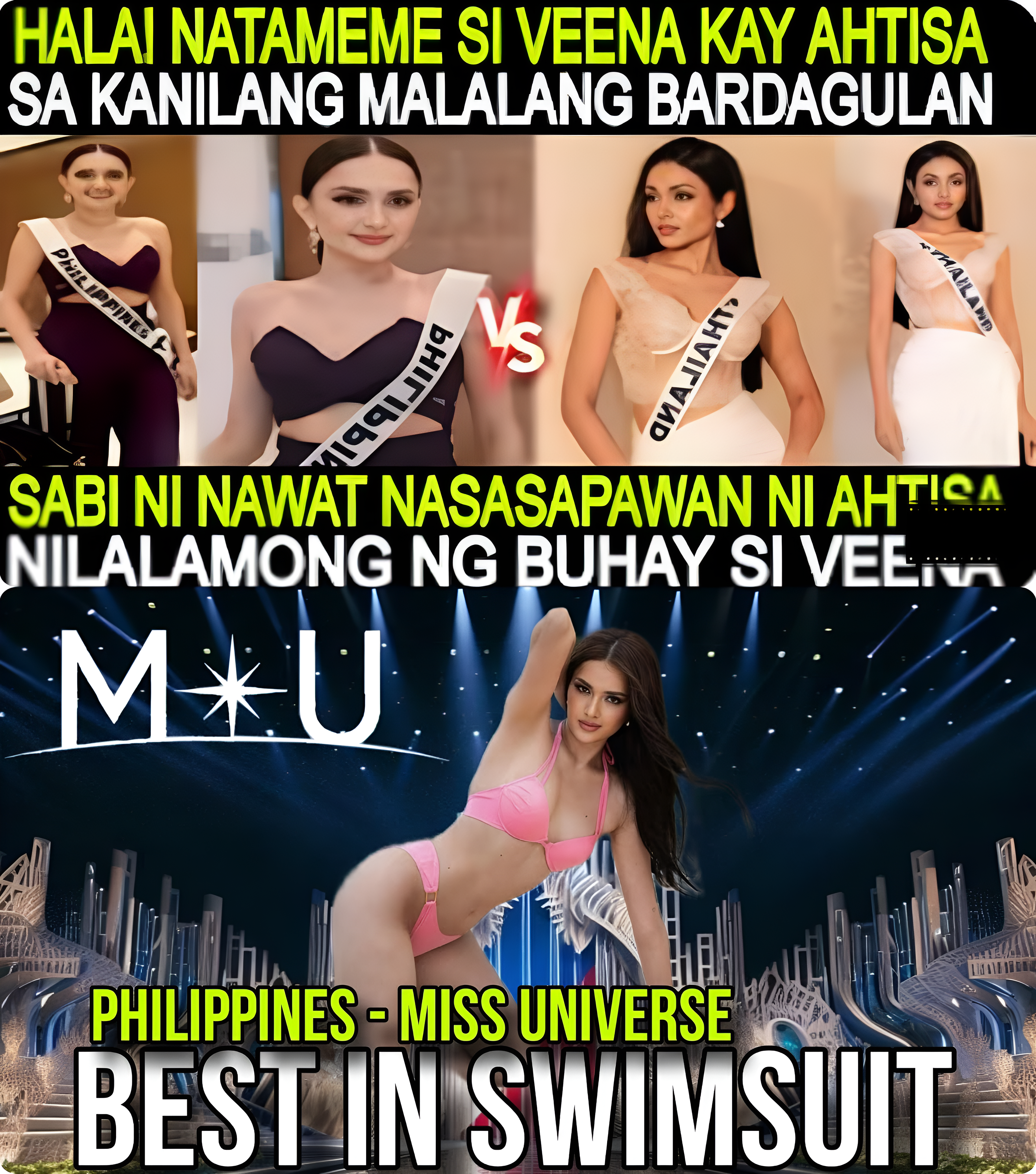 Miss Universe 2025 Swimsuit Fashion Show Competition Ahtisa Manalo vs Veena